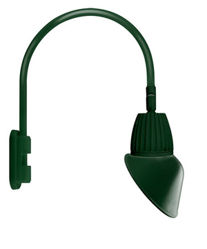 RAB GN5LED26NAC11G 26W LED Gooseneck Cone with Pole 20" High, 19" from Pole Goose Arm, 4000K Color Temperature (Neutral), Flood Reflector, 11" Angled Cone Shade, Hunter Green Finish