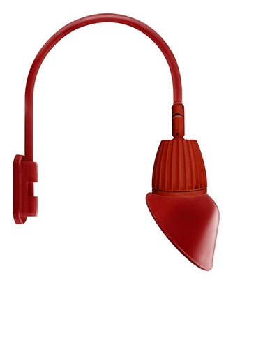 RAB GN5LED26NAC11R 26W LED Gooseneck Cone with Pole 20" High, 19" from Pole Goose Arm, 4000K Color Temperature (Neutral), Flood Reflector, 11" Angled Cone Shade, Red Finish
