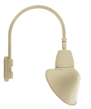 RAB GN5LED26NACI 26W LED Gooseneck Cone with Pole 20" High, 19" from Pole Goose Arm, 4000K Color Temperature (Neutral), Flood Reflector, 15" Angled Cone Shade, Ivory Finish