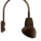 RAB GN5LED26NAD11BWN 26W LED Gooseneck Dome Shade with Pole 20" High, 19" from Pole Goose Arm, 4000K (Neutral), Flood Reflector, 11" Angled Dome Shade, Brown Finish