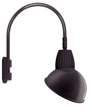 RAB GN5LED26NADA 26W LED Gooseneck Dome Shade with Pole 20" High, 19" from Pole Goose Arm, 4000K (Neutral), Flood Reflector, 15" Angled Dome Shade, Bronze Finish