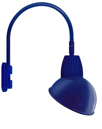 RAB GN5LED26NADBL 26W LED Gooseneck Dome Shade with Pole 20" High, 19" from Pole Goose Arm, 4000K (Neutral), Flood Reflector, 15" Angled Dome Shade, Royal Blue Finish