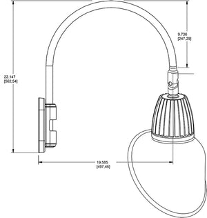 RAB GN5LED26NRACW 26W LED Gooseneck Cone with Pole 20" High, 19" from Pole Goose Arm, 4000K Color Temperature (Neutral), Rectangular Reflector, 15" Angled Cone Shade, White Finish