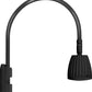 RAB GN5LED26NRB 26W LED Gooseneck No Shade with Pole 20" High, 19" from Pole Goose Arm, 4000K (Neutral), Rectangular Reflector, Black Finish