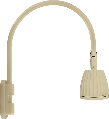 RAB GN5LED26NRI 26W LED Gooseneck No Shade with Pole 20" High, 19" from Pole Goose Arm, 4000K (Neutral), Rectangular Reflector, Ivory Finish