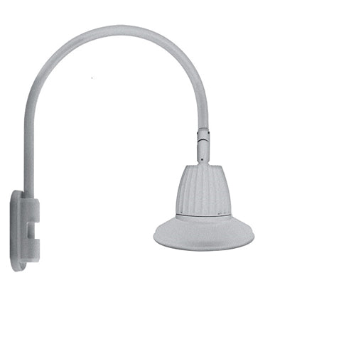 RAB GN5LED26NRST11S 26W LED Gooseneck Straight Shade with Pole 20" High, 19" from Pole Goose Arm, 4000K (Neutral), Rectangular Reflector, 11" Straight Angle Shade, Silver Finish