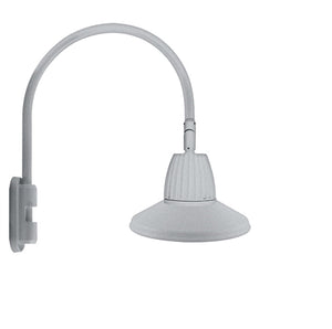 RAB GN5LED26NRSTS 26W LED Gooseneck Straight Shade with Pole 20" High, 19" from Pole Goose Arm, 4000K (Neutral), Rectangular Reflector, 15" Straight Angle Shade, Silver Finish