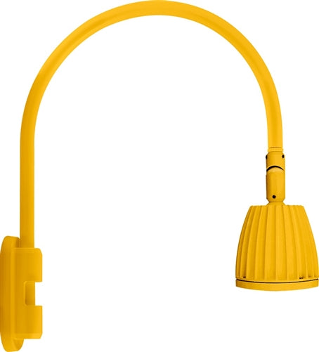 RAB GN5LED26NRYL 26W LED Gooseneck No Shade with Pole 20" High, 19" from Pole Goose Arm, 4000K (Neutral), Rectangular Reflector, Yellow Finish