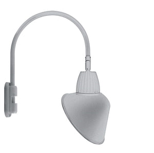 RAB GN5LED26NSACS 26W LED Gooseneck Cone with Pole 20" High, 19" from Pole Goose Arm, 4000K Color Temperature (Neutral), Spot Reflector, 15" Angled Cone Shade, Silver Finish