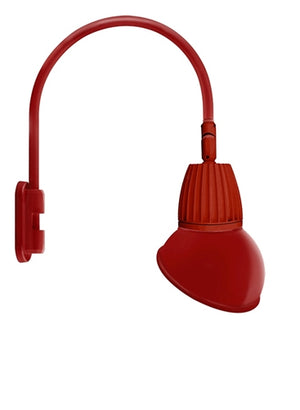 RAB GN5LED26NSAD11R 26W LED Gooseneck Dome Shade with Pole 20" High, 19" from Pole Goose Arm, 4000K (Neutral), Spot Reflector, 11" Angled Dome Shade, Red Finish