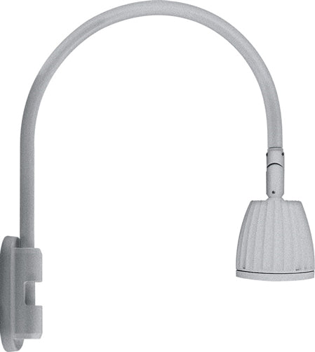 RAB GN5LED26NSS 26W LED Gooseneck No Shade with Pole 20" High, 19" from Pole Goose Arm, 4000K (Neutral), Spot Reflector, Silver Finish