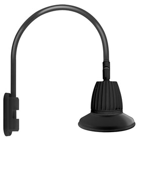 RAB GN5LED26NSST11B 26W LED Gooseneck Straight Shade with Pole 20" High, 19" from Pole Goose Arm, 4000K (Neutral), Spot Reflector, 11" Straight Angle Shade, Black Finish