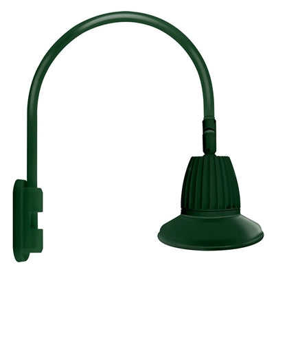RAB GN5LED26NSST11G 26W LED Gooseneck Straight Shade with Pole 20" High, 19" from Pole Goose Arm, 4000K (Neutral), Spot Reflector, 11" Straight Angle Shade, Hunter Green Finish