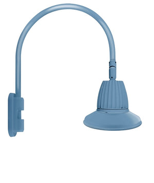 RAB GN5LED26NST11LB 26W LED Gooseneck Straight Shade with Pole 20" High, 19" from Pole Goose Arm, 4000K (Neutral), Flood Reflector, 11" Straight Angle Shade, Light Blue Finish