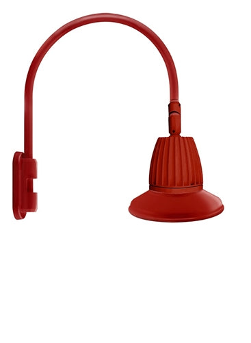 RAB GN5LED26NST11R 26W LED Gooseneck Straight Shade with Pole 20" High, 19" from Pole Goose Arm, 4000K (Neutral), Flood Reflector, 11" Straight Angle Shade, Red Finish