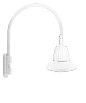 RAB GN5LED26NST11W 26W LED Gooseneck Straight Shade with Pole 20" High, 19" from Pole Goose Arm, 4000K (Neutral), Flood Reflector, 11" Straight Angle Shade, White Finish
