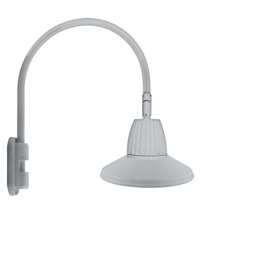 RAB GN5LED26NSTS 26W LED Gooseneck Straight Shade with Pole 20" High, 19" from Pole Goose Arm, 4000K (Neutral), Flood Reflector, 15" Straight Angle Shade, Silver Finish