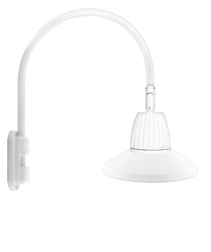 RAB GN5LED26NSTW 26W LED Gooseneck Straight Shade with Pole 20" High, 19" from Pole Goose Arm, 4000K (Neutral), Flood Reflector, 15" Straight Angle Shade, White Finish
