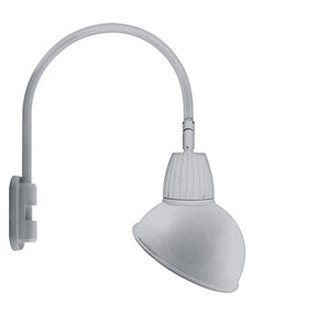 RAB GN5LED26YADS 26W LED Gooseneck Dome Shade with Pole 20" High, 19" from Pole Goose Arm, 3000K (Warm), Flood Reflector, 15" Angled Dome Shade, Silver Finish