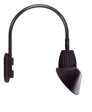 RAB GN5LED26YRAC11A 26W LED Gooseneck Cone with Pole 20" High, 19" from Pole Goose Arm, 3000K Color Temperature (Warm), Rectangular Reflector, 11" Angled Cone Shade, Bronze Finish