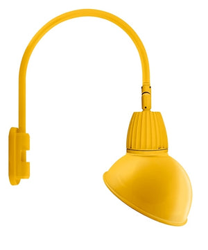 RAB GN5LED26YRADYL 26W LED Gooseneck Dome Shade with Pole 20" High, 19" from Pole Goose Arm, 3000K (Warm), Rectangular Reflector, 15" Angled Dome Shade, Yellow Finish