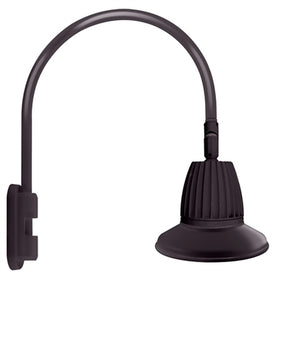 RAB GN5LED26YRST11A 26W LED Gooseneck Straight Shade with Pole 20" High, 19" from Pole Goose Arm, 3000K (Warm), Rectangular Reflector, 11" Straight Angle Shade, Bronze Finish