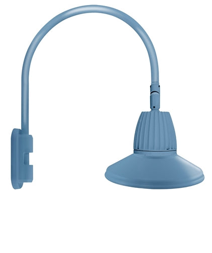 RAB GN5LED26YRSTLB 26W LED Gooseneck Straight Shade with Pole 20" High, 19" from Pole Goose Arm, 3000K (Warm), Rectangular Reflector, 15" Straight Angle Shade, Light Blue Finish