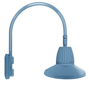 RAB GN5LED26YRSTLB 26W LED Gooseneck Straight Shade with Pole 20" High, 19" from Pole Goose Arm, 3000K (Warm), Rectangular Reflector, 15" Straight Angle Shade, Light Blue Finish