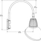 RAB GN5LED26YSADBWN 26W LED Gooseneck Dome Shade with Pole 20" High, 19" from Pole Goose Arm, 3000K (Warm), Spot Reflector, 15" Angled Dome Shade, Brown Finish