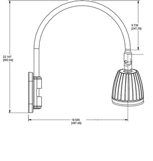 RAB GN5LED26YSS 26W LED Gooseneck No Shade with Pole 20" High, 19" from Pole Goose Arm, 3000K (Warm), Spot Reflector, Silver Finish