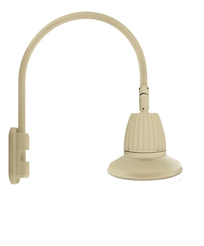 RAB GN5LED26YSST11I 26W LED Gooseneck Straight Shade with Pole 20" High, 19" from Pole Goose Arm, 3000K (Warm), Spot Reflector, 11" Straight Angle Shade, Ivory Finish