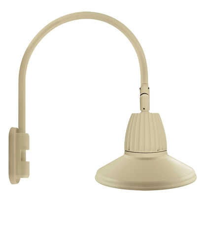 RAB GN5LED26YSSTI 26W LED Gooseneck Straight Shade with Pole 20" High, 19" from Pole Goose Arm, 3000K (Warm), Spot Reflector, 15" Straight Angle Shade, Ivory Finish