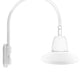 RAB GN5LED26YSSTW 26W LED Gooseneck Straight Shade with Pole 20" High, 19" from Pole Goose Arm, 3000K (Warm), Spot Reflector, 15" Straight Angle Shade, White Finish