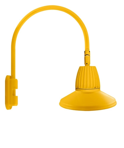 RAB GN5LED26YSSTYL 26W LED Gooseneck Straight Shade with Pole 20" High, 19" from Pole Goose Arm, 3000K (Warm), Spot Reflector, 15" Straight Angle Shade, Yellow Finish
