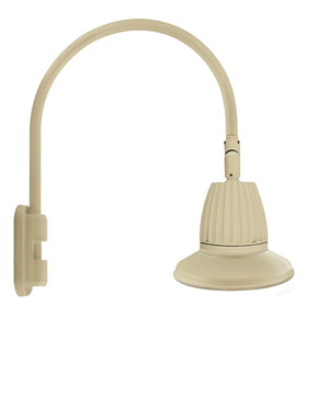 RAB GN5LED26YST11I 26W LED Gooseneck Straight Shade with Pole 20" High, 19" from Pole Goose Arm, 3000K (Warm), Flood Reflector, 11" Straight Angle Shade, Ivory Finish