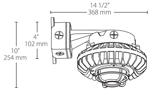RAB HAZBLED26FF-DG 26W Wall Mount LED Hazardous Location Fixture, 5100K (Cool), 2249 Lumens, 69 CRI, Frosted Lens, Die Cast Guard, Natural Finish