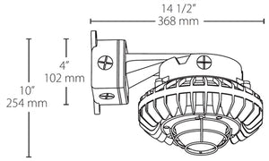 RAB HAZBLED42C-G 42W Wall Mount LED Hazardous Location Fixture, 5100K (Cool), 3316 Lumens, 70 CRI, Clear Globes, Wire Guard, Natural Finish