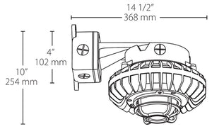 RAB HAZBLED42FF-DG 42W Wall Mount LED Hazardous Location Fixture, 5100K (Cool), 2986 Lumens, 69 CRI, Frosted Lens, Die Cast Guard, Natural Finish