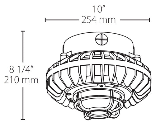 RAB HAZPLED42F-DG 42W Pendant Mount LED Hazardous Location Fixture, 5100K (Cool), 2520 Lumens, 70 CRI, Frosted Globes, Die Cast Guard, Natural Finish