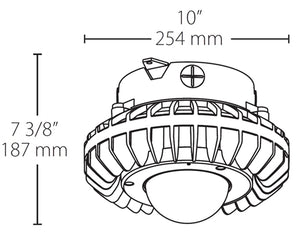 RAB HAZXLED26F 26W Ceiling Mount LED Hazardous Location Fixture, 5100K (Cool), 2687 Lumen, 70 CRI, Frosted Globes, No Guard,  DLC Listed, Natural Finish