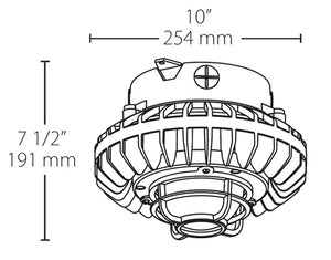 RAB HAZXLED26F-DG 26W Ceiling Mount LED Hazardous Location Fixture, 5100K (Cool), 1916 Lumen, 70 CRI, Frosted Globes, Die Cast Guard,  DLC Listed, Natural Finish