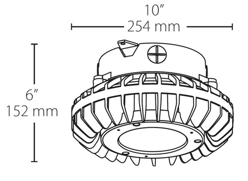 RAB HAZXLED42FF 42W Ceiling Mount LED Hazardous Location Fixture, 5100K (Cool), 2986 Lumen, 69 CRI, Frosted Lens, No Guard,  DLC Listed, Natural Finish
