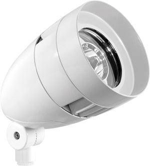 RAB HBLED18YW 18W LED Bullet Floodlight, 3000K (Warm), No Photocell, 1422 Lumens, 82 CRI, 120-277V, 5H x 5V Beam Distribution, Standard Operation, Not DLC Listed, White Finish