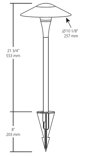 RAB LL1LED6LVYYW 6W LED Fern Pathway Light, 2700K (Residential Warm), 292 Lumens, 81 CRI, Pagoda 1 Tier, White  Finish