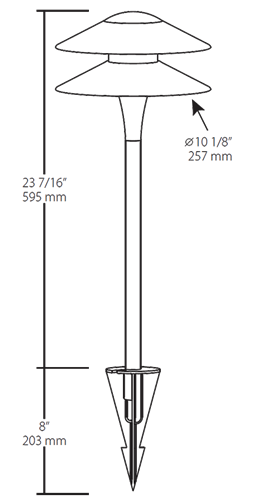 RAB LL2LED6LVYYA 6W LED Fern Pathway Light, 2700K (Residential Warm), 181 Lumens, 81 CRI, Pagoda 2 Tier, Bronze  Finish
