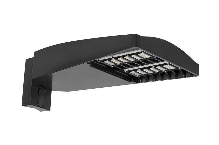 RAB LOT2T110Y/D10/UPA/HS 110W LED LOTBLASTER Area Light, No Photocell, 3000K (Warm), 11753 Lumens, 72 CRI, 120-277V, Type II Distribution, Dimmable, Universal Pole Adaptor w/ House Side Shield, Bronze Finish