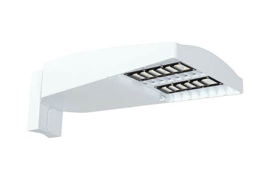 RAB LOT2T65W/D10/UPA/HS 65W LED LOTBLASTER Area Light, No Photocell, 5000K (Cool), 7207 Lumens, 72 CRI, 120-277V, Type II Distribution, Dimmable, Universal Pole Adaptor w/ House Side Shield, White Finish