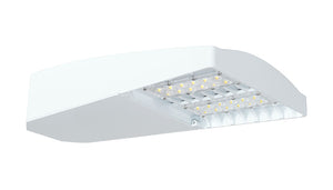 RAB LOT2T65YW/D10/WS2 65W LED LOTBLASTER Area Light, Multi-Level Motion Sensor, 3000K (Warm), 6666 Lumens, 71 CRI, 120-277V, Type II Distribution, Dimmable, Standard Option, White Finish