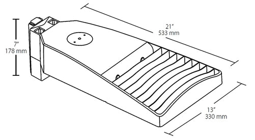 RAB LOT5T65NW/D10/UPA/PCT 65W LED LOTBLASTER Area Light, 120-277V Twistlock Photocell, 4000K (Neutral), 6370 Lumens, 72 CRI, 120-277V, Type IV Distribution, Dimmable, Universal Pole Adaptor, White Finish