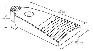 RAB LOT5T65Y/D10/UPA/7PR 65W LED LOTBLASTER Area Light, No Photocell, 3000K (Warm), 6300 Lumens, 71 CRI, 120-277V, Type IV Distribution, Dimmable, Universal Pole Adaptor w/ 7 Pin Receptacle, Bronze Finish